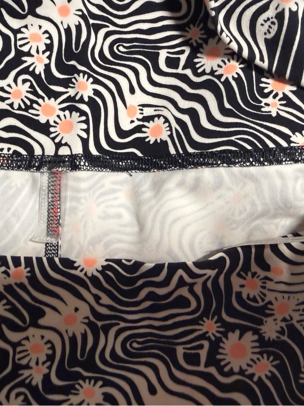 Free People Black & White Swirl Bike Shorts with Pink Floral Accents - Picture 10 of 12